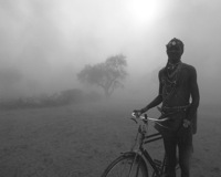 Maasai man in sandstorm 
